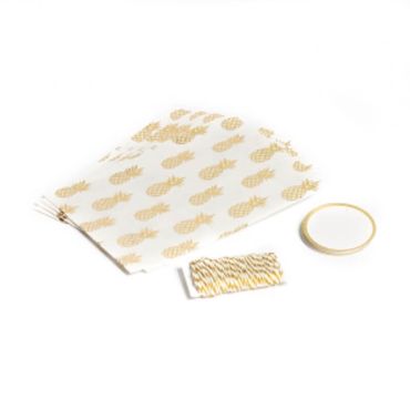 8 Sachets avec Liens et Étiquettes "Ananas Or"