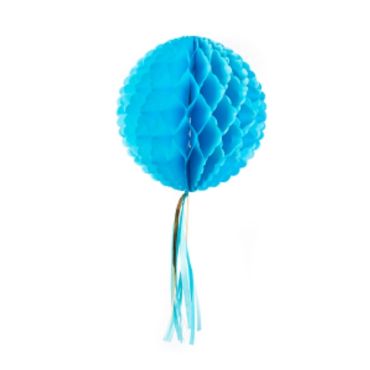 Boule alvéolée à Tassel 30 cm - Bleu Turquoise