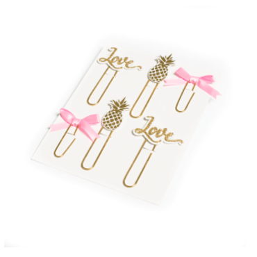 Sachet de 6 clips Amour - Or et Rose