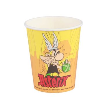 Gobelets Astérix 250 ml avec dessin du héros et fond jaune | jourdefete.com