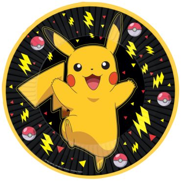 Assiettes Pokémon Pikachu 23 cm avec éclairs et Pokéballs | jourdefete.com