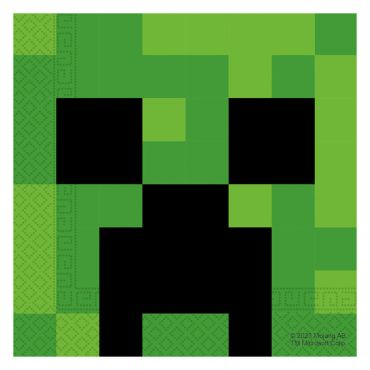 Ce lot de 20 serviettes en papier FSC® - 33 x 33 cm - Minecraft™ va embellir votre anniversaire | jourdefete.com