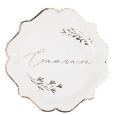 Disposez ces assiettes de communion avec la collection Communion Blanc et Or | jourdefete.com