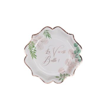 8 assiettes la vie est belle collection botanique rose gold | jourdefete.com
