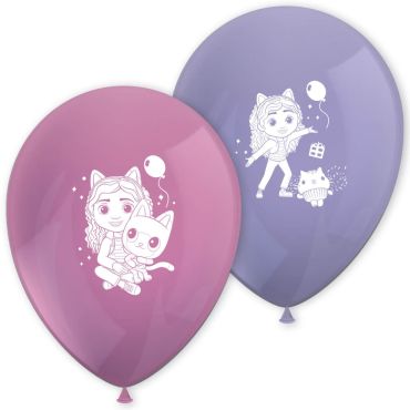 Ballons Gabby et la Maison Magique roses et violets illustrés | jourdefete.com
