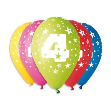 8 ballons multicolores de 25 cm chiffre 4 | jourdefete.com