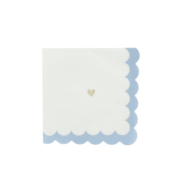 Serviettes en papier bleu orage, blanc et or pour baptême | jourdefete.com