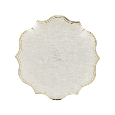 Assiettes Communion effet lin et or Ø23 cm | jourdefete.com