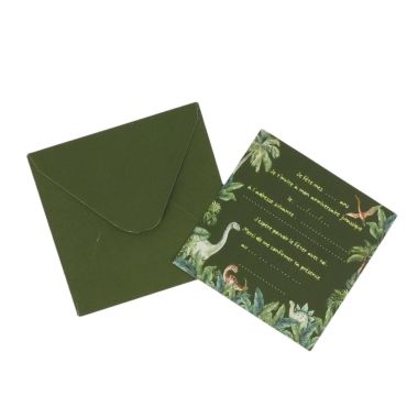 Cartes d'invitation dinosaure avec enveloppe verte pour anniversaire enfant | jourdefete.com