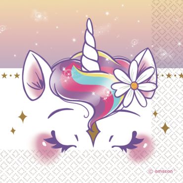 Serviettes en papier Licorne aux couleurs arc-en-ciel, parfaites pour un anniversaire féerique | jourdefete.com