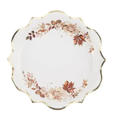 Des assiettes au contour doré et à l'impression d'automne pour votre table | jourdefete.com