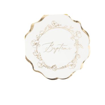 De splendides serviettes blanc crème aux motifs dorés pour la table lors du baptême de votre enfant | jourdefete.com De splendides serviettes blanc crème aux motifs dorés pour la table lors du baptême de votre enfant | jourdefete.com