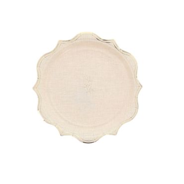 Petites assiettes carton feuillage effet lin et or communion | jourdefete.com