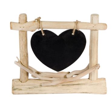 Centre de table ardoise coeur en bois