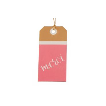 12 Etiquettes "Merci" - Rose