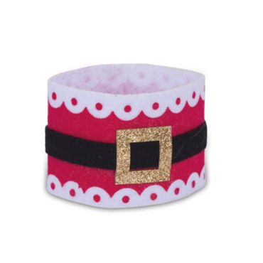 Sachet de 4 Ronds de Serviette - Père Noël avec Boucle Dorée