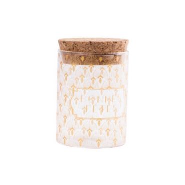 Fiole en Verre avec Bouchon en Liège "Bonnes Fêtes" - Collection Paon - Or