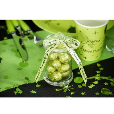 Ruban "Joyeux Anniversaire" en Satin - Vert