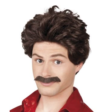 Perruque Homme avec Moustache - Brun
