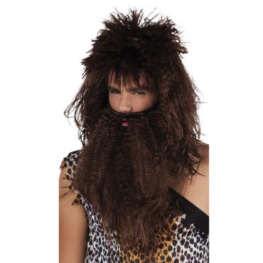 perruque et barbe d'homme des cavernes