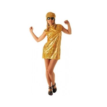 Robe 70's avec Casquette Or Femme - Taille Unique Robe 70's avec Casquette Or Femme - Taille Unique