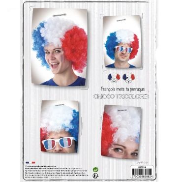Perruque de Supporter Bleu Blanc Rouge - France Perruque de Supporter Bleu Blanc Rouge - France