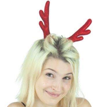 Sachet de 2 Barrettes - Bois de Renne Pailletés - Rouge