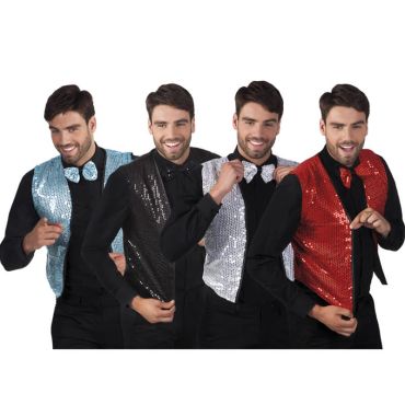 Ensemble Gilet et Noeud papillon à sequins - Coloris au choix