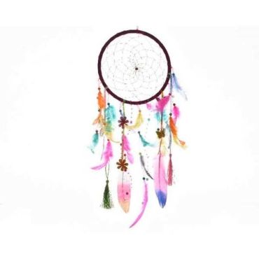 Attrape Rêve Plumes Multicolores - Moyen Modèle