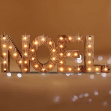 Décoration à Poser Noël - Bois - Mot "Noël" avec 41 LED