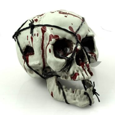 Crâne ensanglanté avec fil barbelé