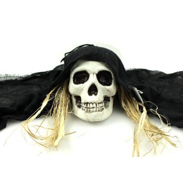 Crâne à suspendre avec Lambeau de tissu et Paille