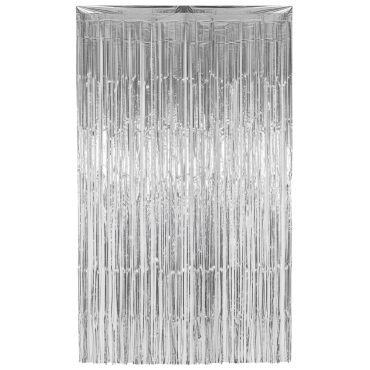 Rideau à lames métalliques argent 1x2 m pour décoration de fête | jourdefete.com