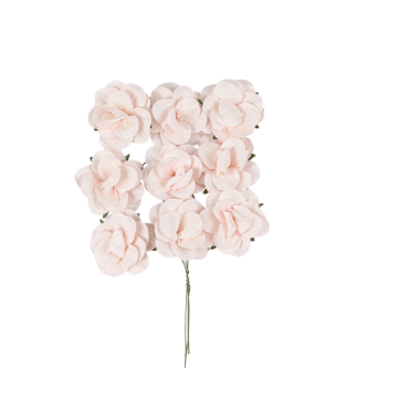 Camélias en papier rose pâle (x9) | jourdefete.com