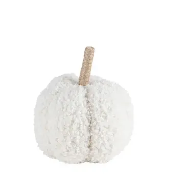 Une citrouille blanche en tissu bouclette pour la décoration d'automne | jourdefete.com