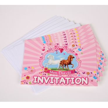 6 Invitations avec Enveloppes - Collection "Mon Cheval"