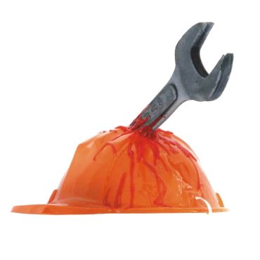 Casque de Chantier avec Clé de Douze Sanglante