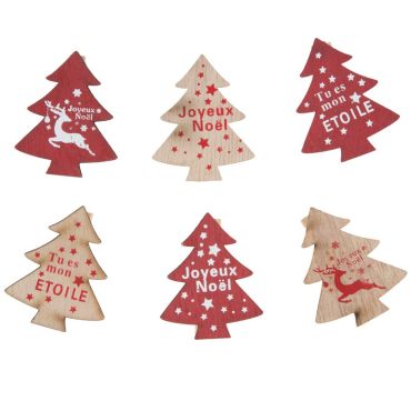 6 Pinces en Bois de Noël - Sapin 6 Pinces en Bois de Noël - Sapin