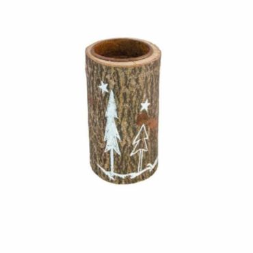 Bougeoir Effet Tronc avec Sapins