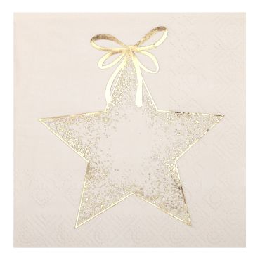 Serviettes de Noël de couleur ivoire de 25 x 25 cm de la collection Ornement Etincelant | jourdefete.com