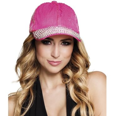 Casquette Strass et Sequins Rose