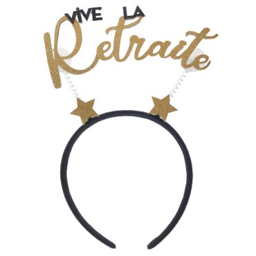 Serre-tête Vive la Retraite à ressorts pailletés | jourdefete.com
