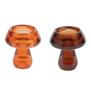 Bougeoir double en verre - Champignon d'automne - 6,5 x 7,3 cm - Collection Fall in Love