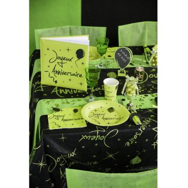 Nappe Pailletée "Joyeux Anniversaire" - Vert Nappe Pailletée "Joyeux Anniversaire" - Vert