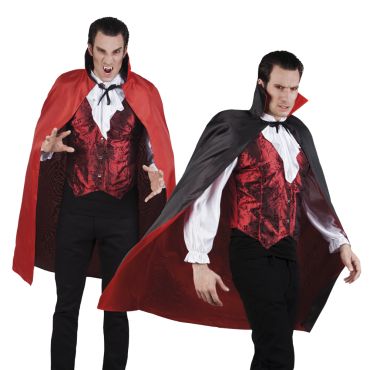 Cape de Vampire Réversible Rouge et Noire Adulte - 120 cm