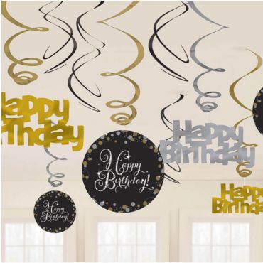 Suspension spirale "Happy Birthday" - Doré
