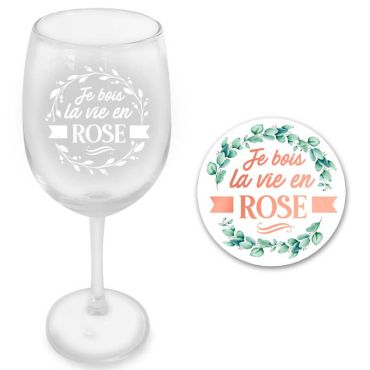 coffret verre à vin je bois la vie en rose | jourdefete.com