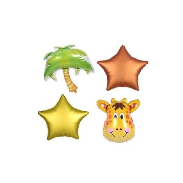 4 ballons en aluminium thème savane modèle girafe