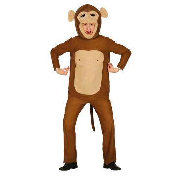Déguisement de singe marron avec capuche et visage amusant | jourdefete.com