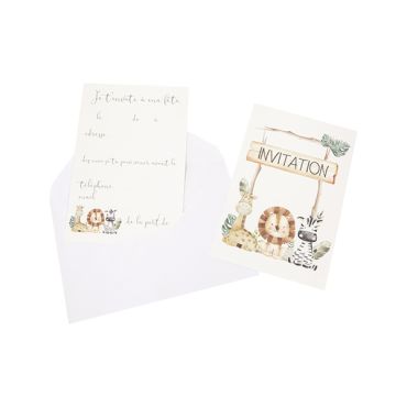 Cartes d’invitation animaux de la savane avec enveloppes | jourdefete.com